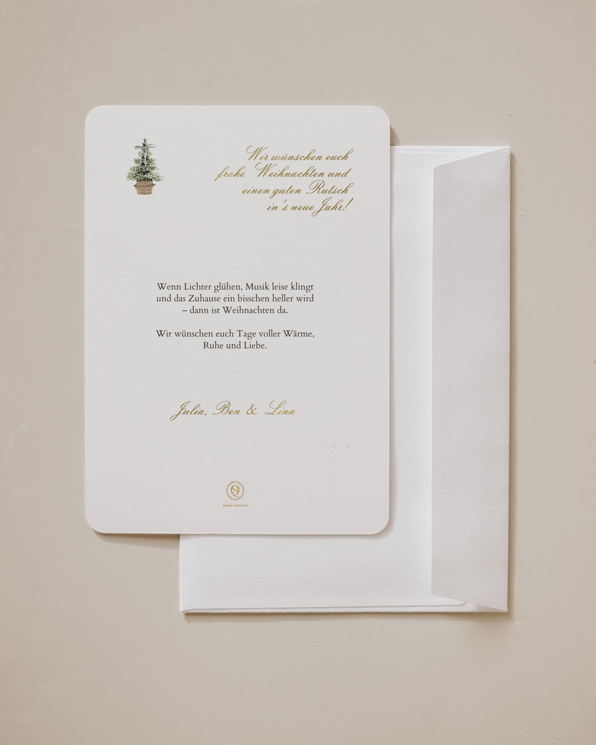 Postkarte "half christmas wreath" mit Golddruck, 10er Set mit Umschlag