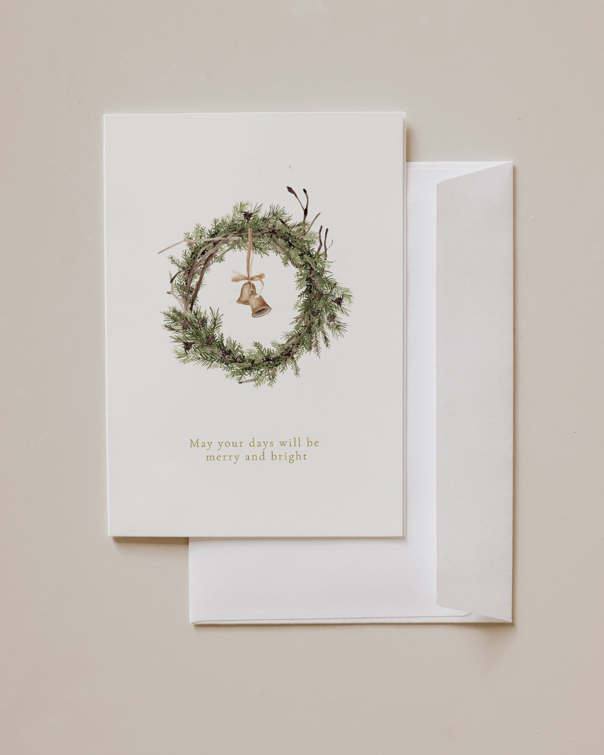 Klappkarte "Christmas wreath" mit Golddruck, 10er Set mit Umschlag